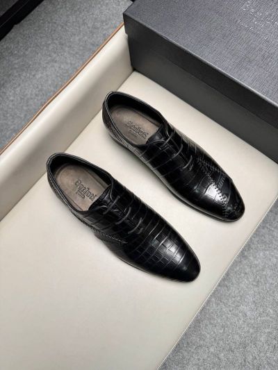 Berluti Black calfskin Leather Shoes-Berluti Man Business Leather Shoes